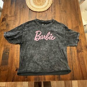 Barbie crop Black and Pink Short Sleeve Tee with Logo